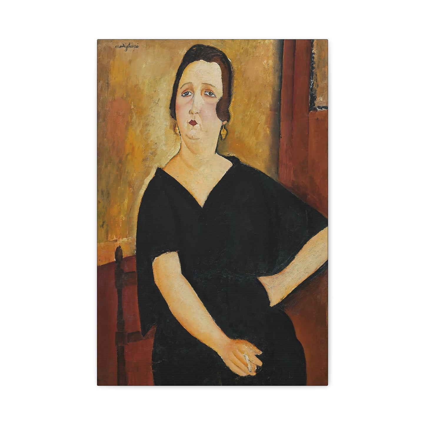 Woman with Cigarette (1918) by Amedeo Modigliani / Reproduction Fine Art sur Toile / Flanc Large Epaisseur 3.2 cm - 1.25 inch