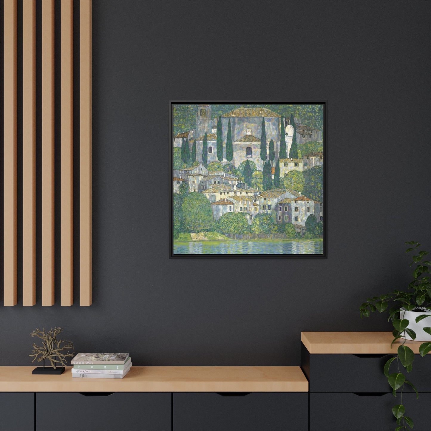 Church In Cassone - Landscape With Cypresses by Gustav Klimt / Toile encadrée sur caisse américaine