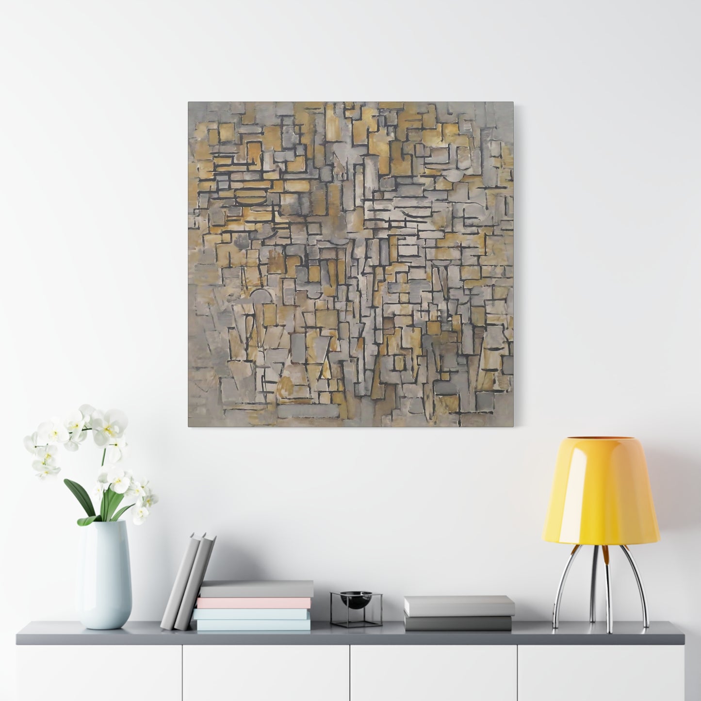 Tableau No. 2,Composition No. VII (1913) by Piet Mondrian / Reproduction Fine Art sur Toile / Large Epaisseur 3.2 cm - 1.25 inch