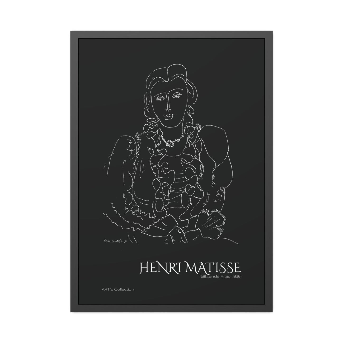 Sitzende Frau (1936) black édition by Henri Matisse / Affiche Encadrée série ART's Collection