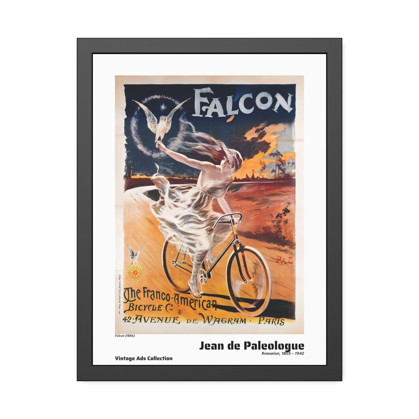 Falcon (1896) by Jean de Paleologue / Affiche Encadrée Série Vintage Ads Collection