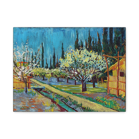 Orchard Bordered by Cypresses (1888) by Vincent van Gogh / Reproduction Fine Art sur Toile / Epaisseur 3,2cm - 1'25 po