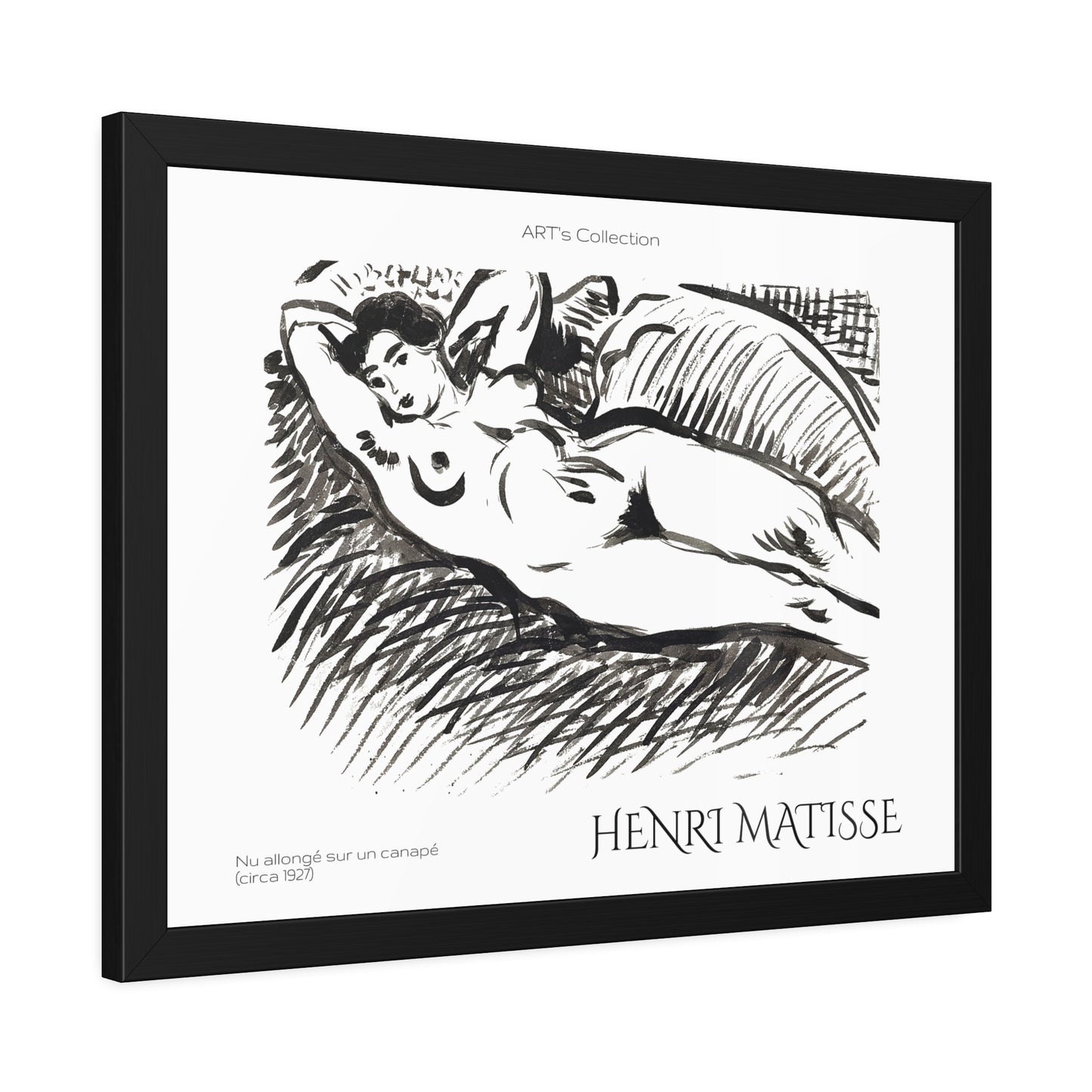 Nu allongé sur un canapé (circa 1927) by Henry Matisse / Affiche Encadrée série ART's Collection