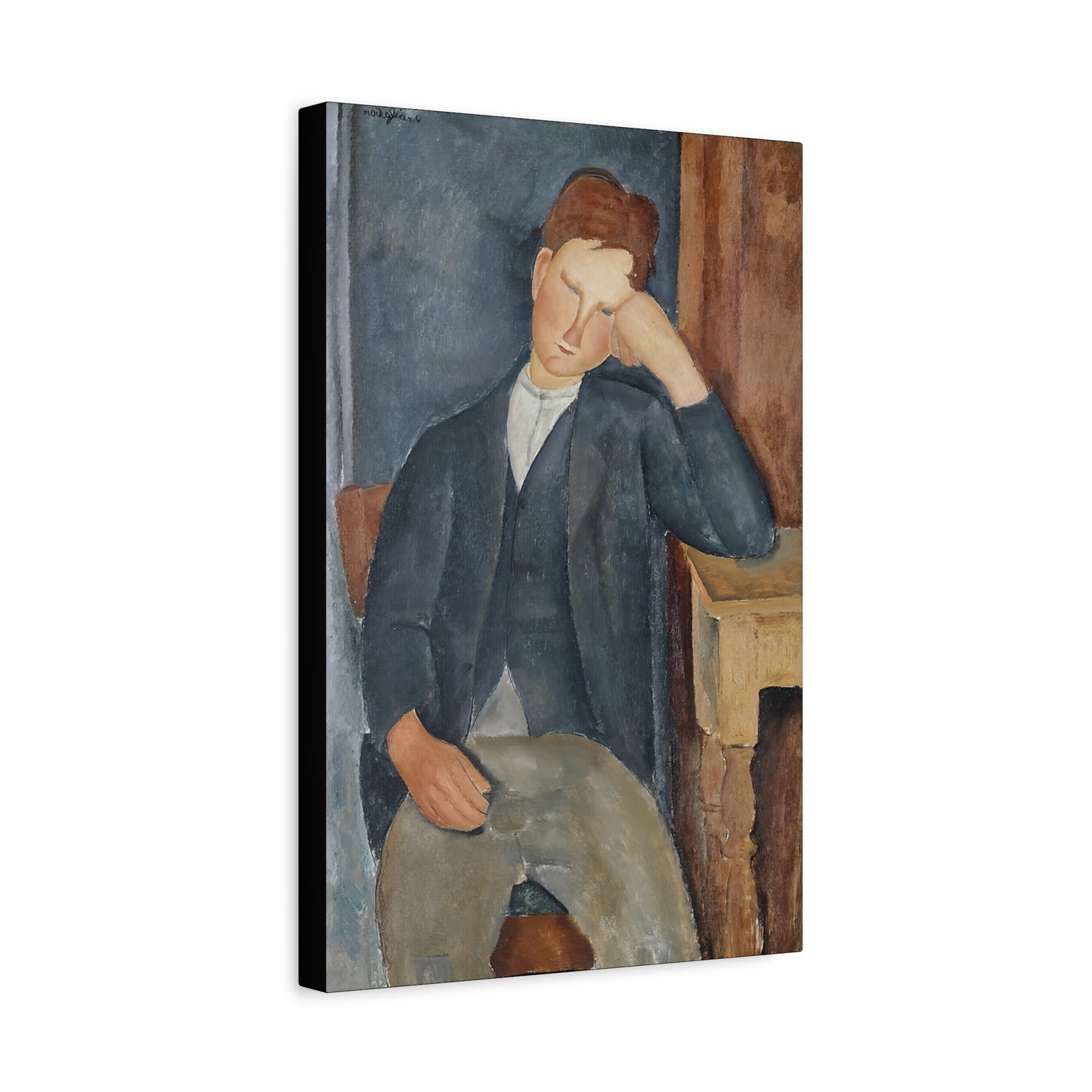 The Young Apprentice (1918-1919) by Amedeo Modigliani / Reproduction Fine Art sur Toile / Flanc Large Epaisseur 3.2 cm - 1.25 inch