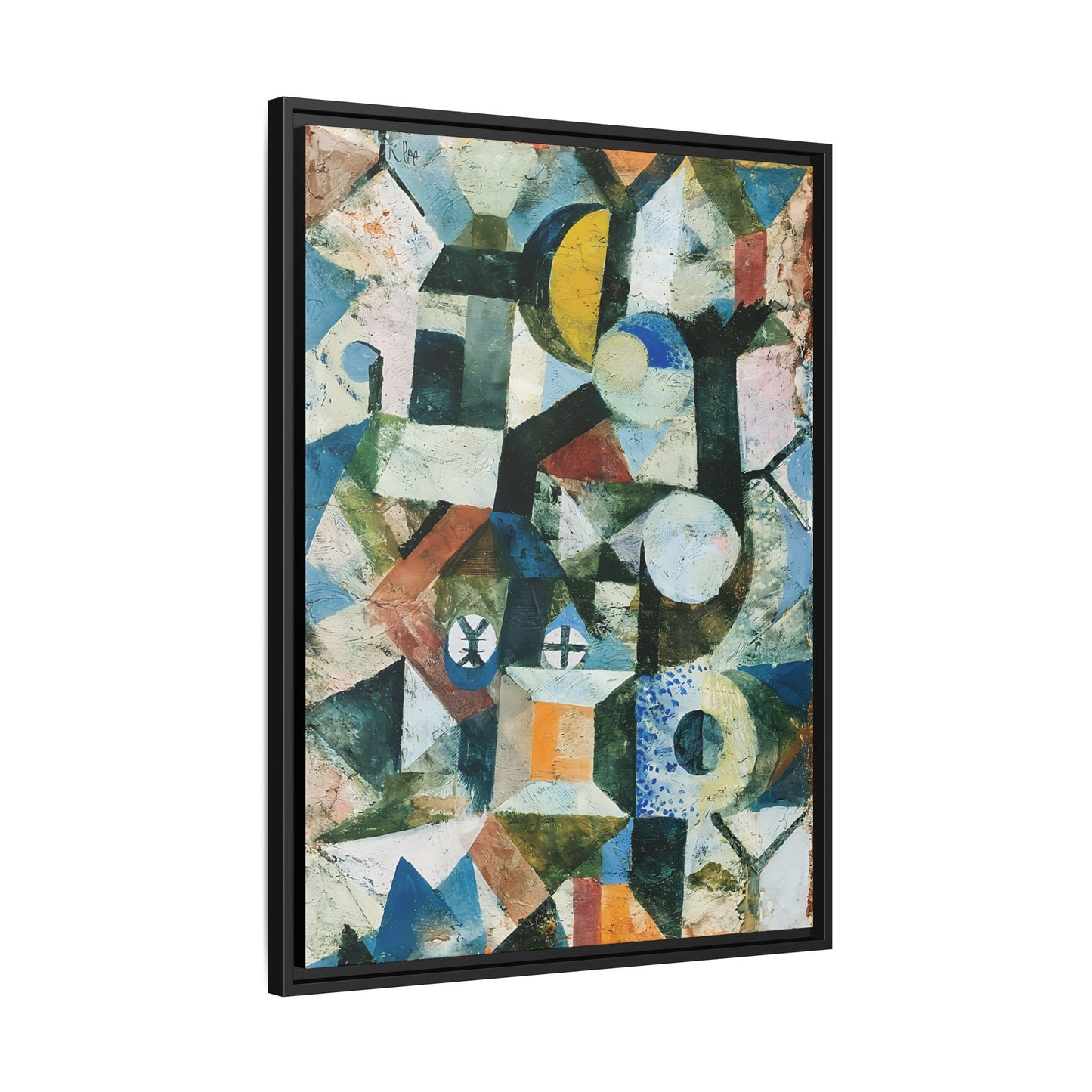 Composition with the Yellow Half-Moon and the Y (1918) by Paul Klee / Toile encadrée sur caisse américaine