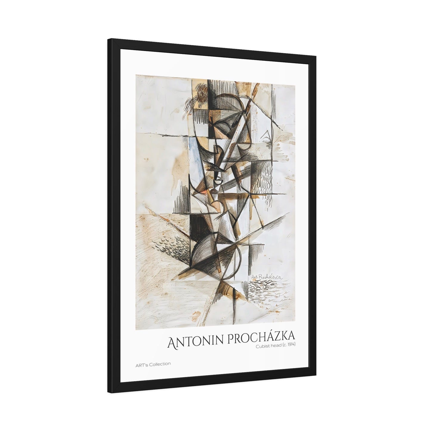 Cubist head (c. 1914) by Antonin Procházka / Affiche Encadrée série ART's Collection