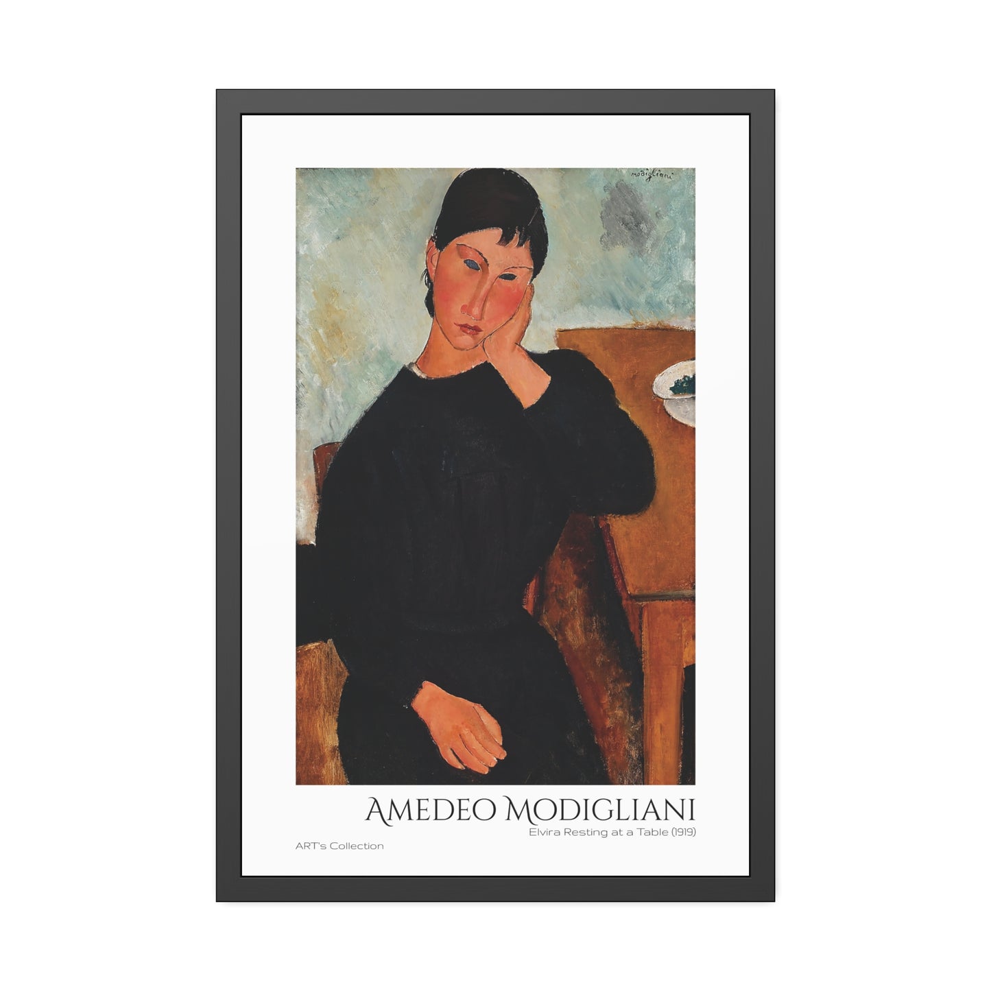 Elvira Resting at a Table (1919) by Amedeo Modigliani / Affiche Encadrée série ART's Collection