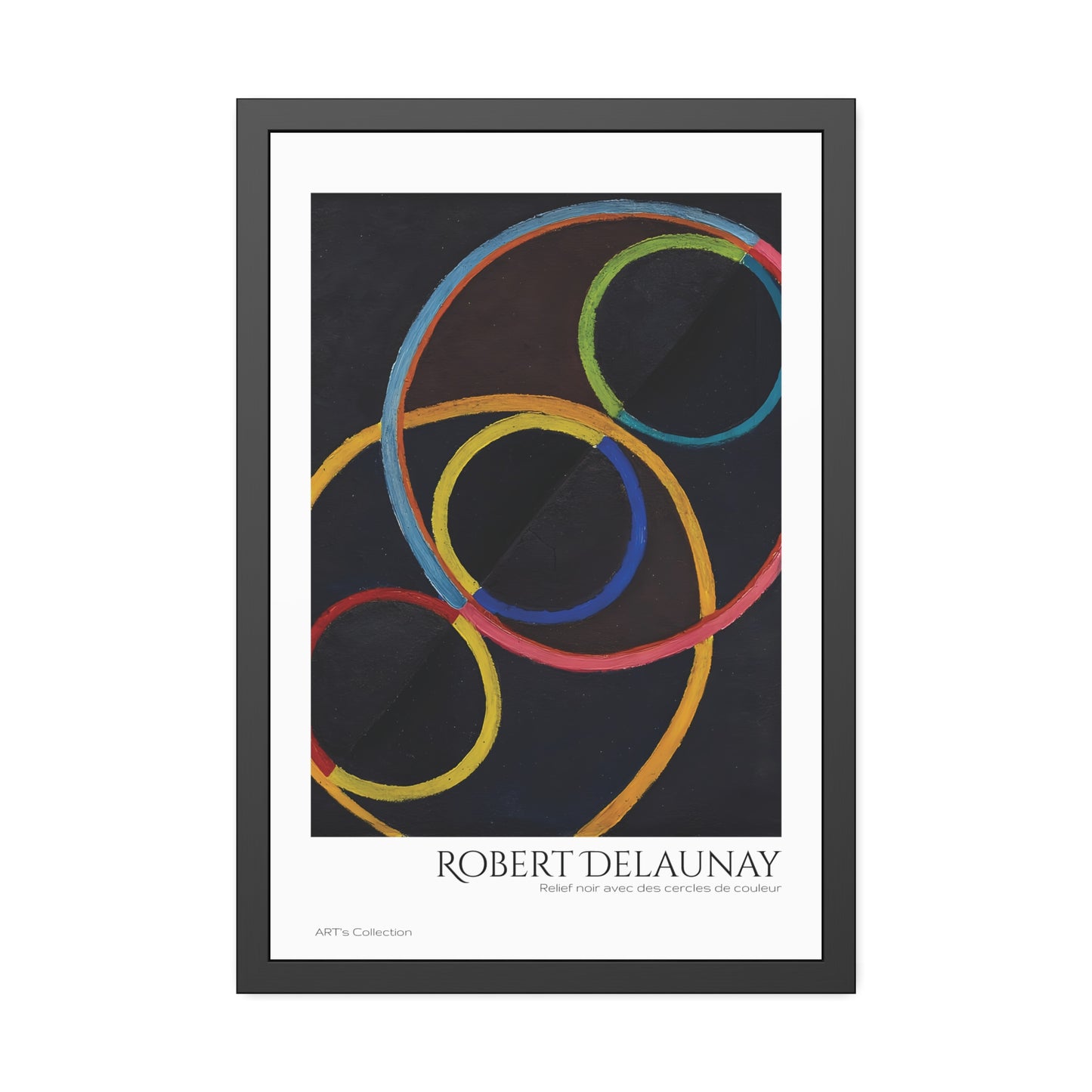 Relief noir avec des cercles de couleur by Robert Delaunay / Affiche Encadrée série ART's Collection
