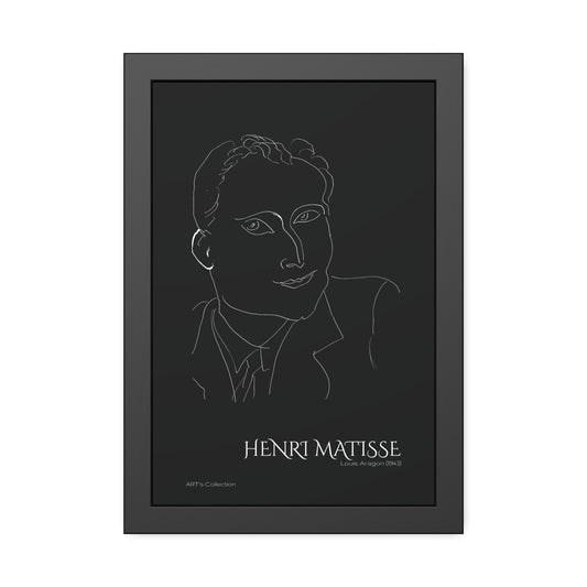 Louis Aragon (1943) black édition by Henri Matisse / Affiche Encadrée série ART's Collection