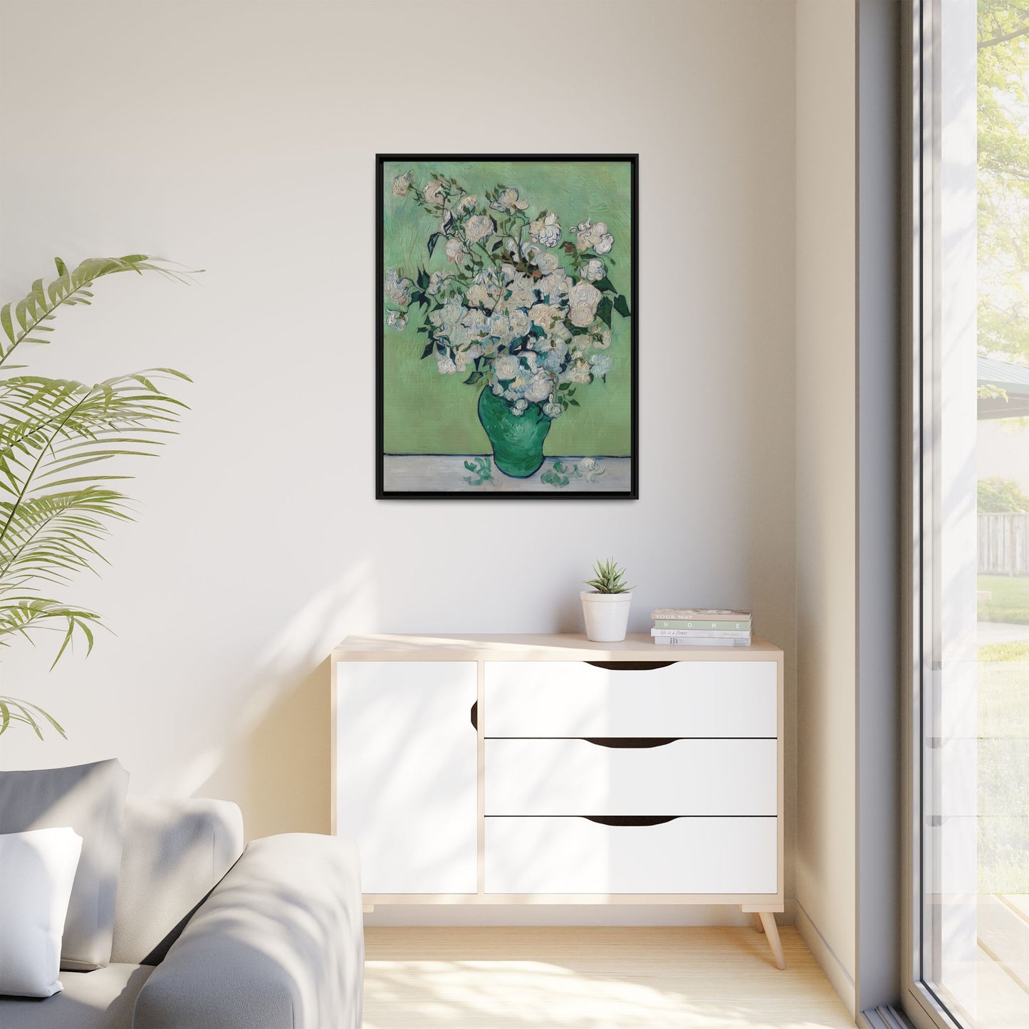Roses (1890) by Vincent van Gogh / Toile encadrée sur caisse américaine
