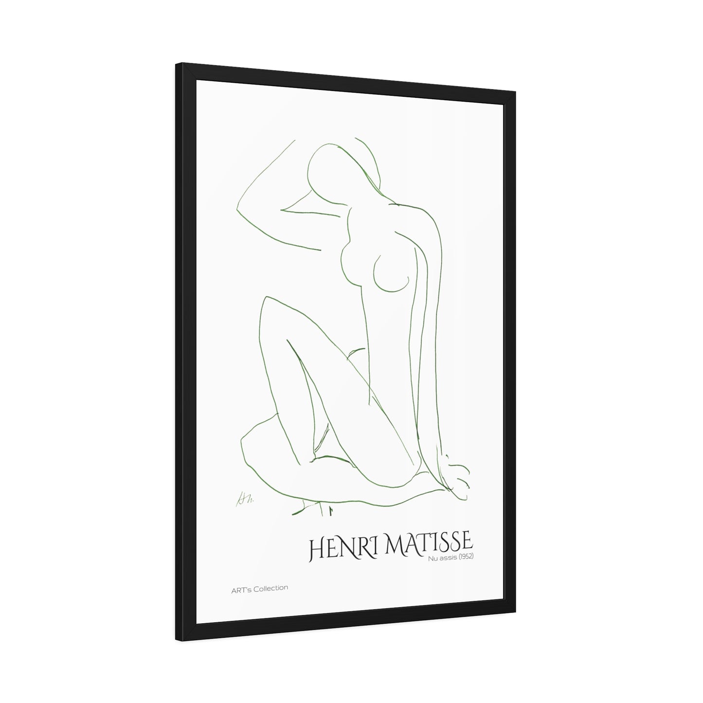 Nu assis (1952) by Henri Matisse version verte / Affiche Encadrée série ART's Collection