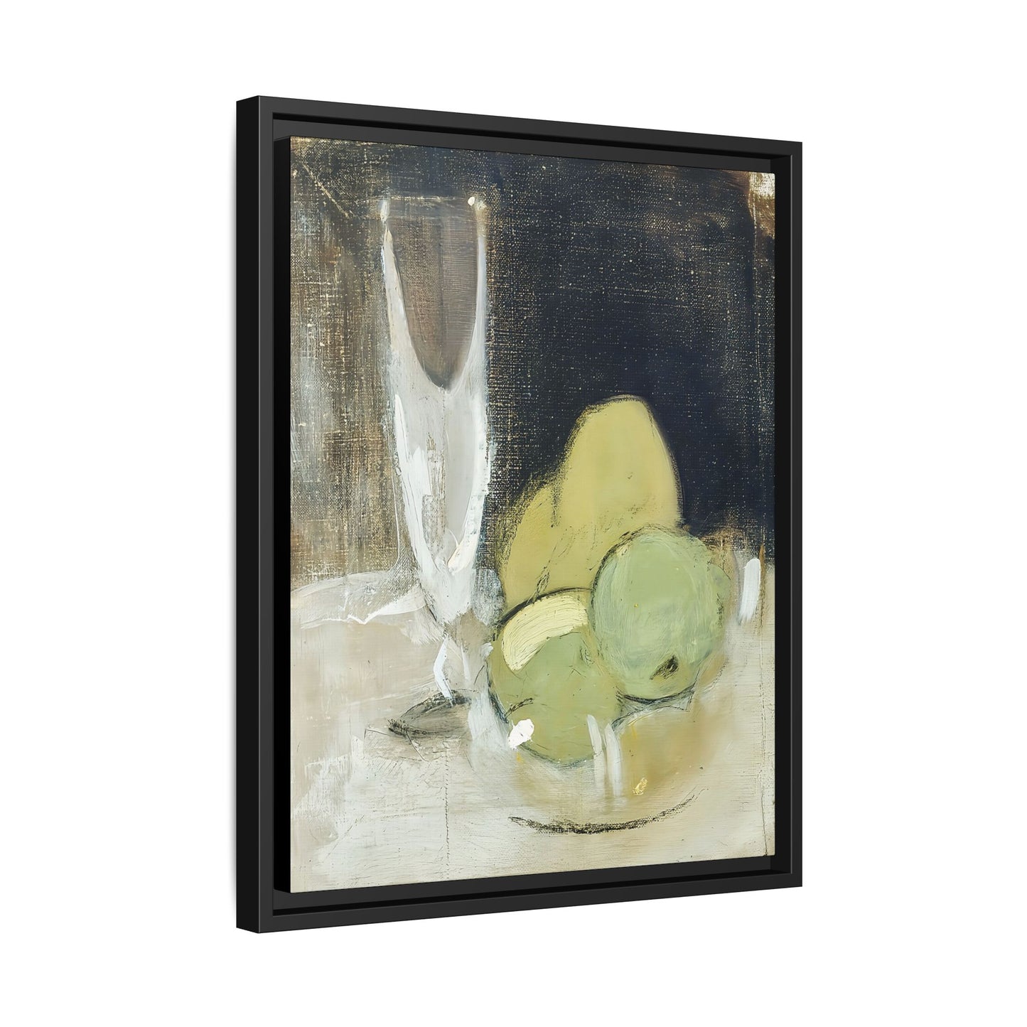 Green Apples And Champagne Glass (1934) by Helene Schjerfbeck / Toile encadrée sur caisse américaine