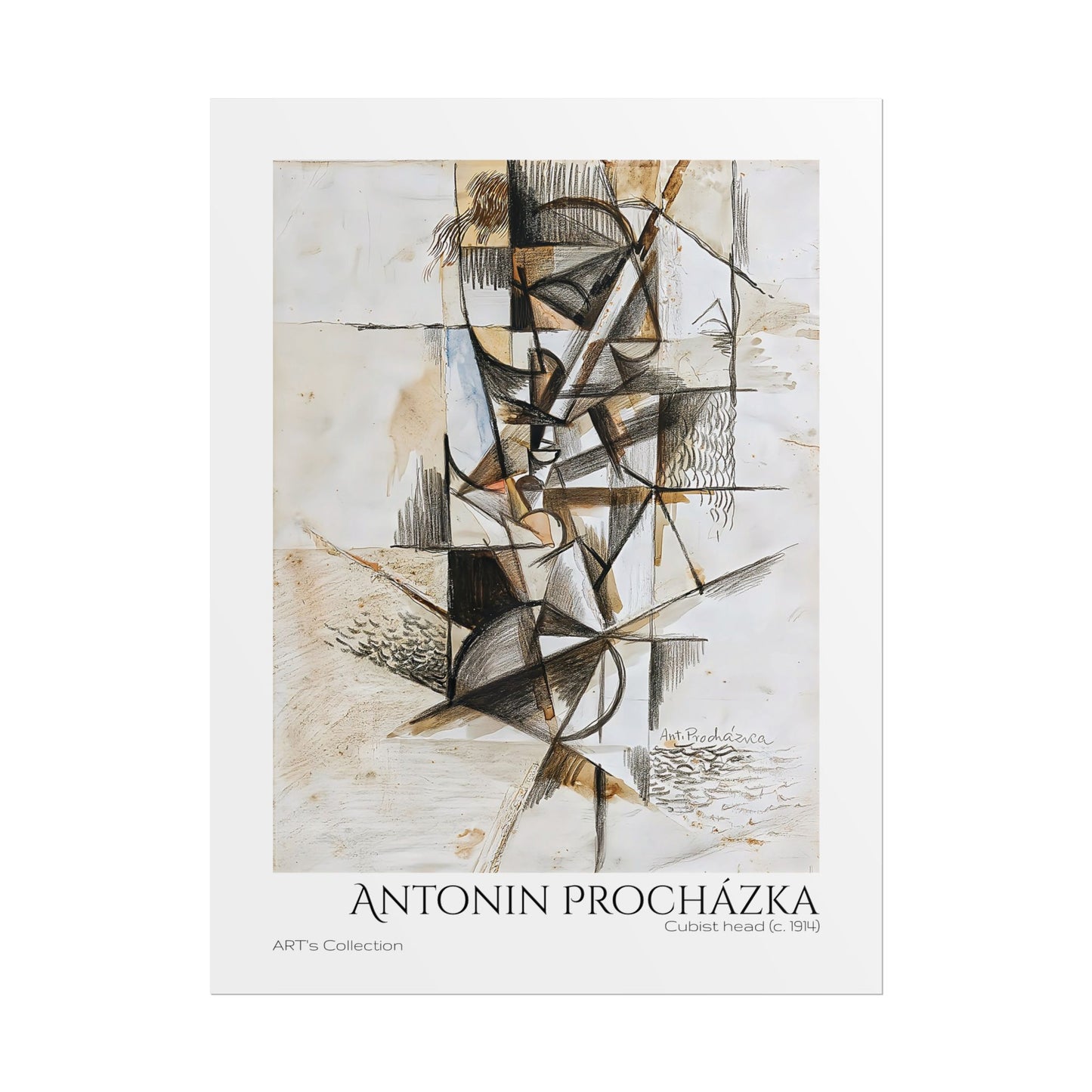 Cubist head (c. 1914) by Antonin Procházka / Affiche imprimée - Série ART's Collection