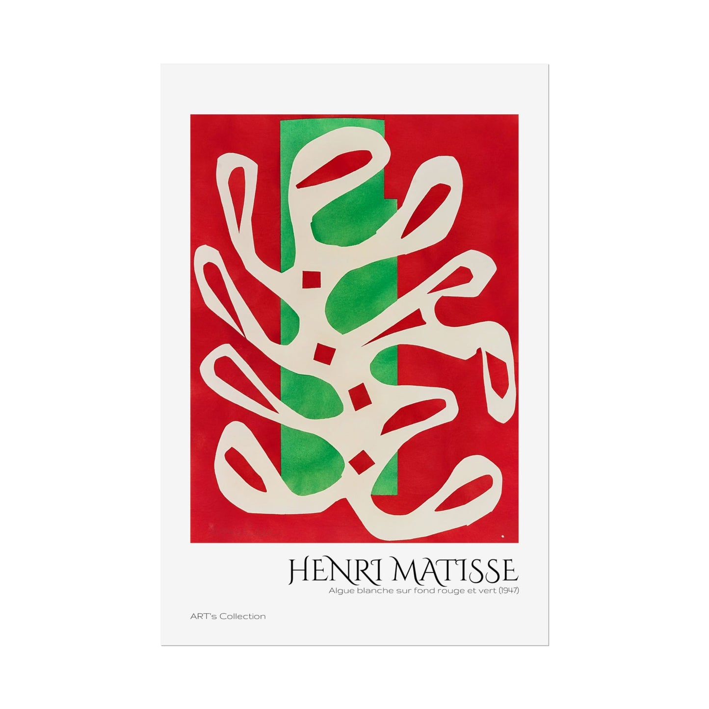 Algue blanche sur fond rouge et vert (1947) by Henri Matisse / Affiche imprimée - Série ART's Collection