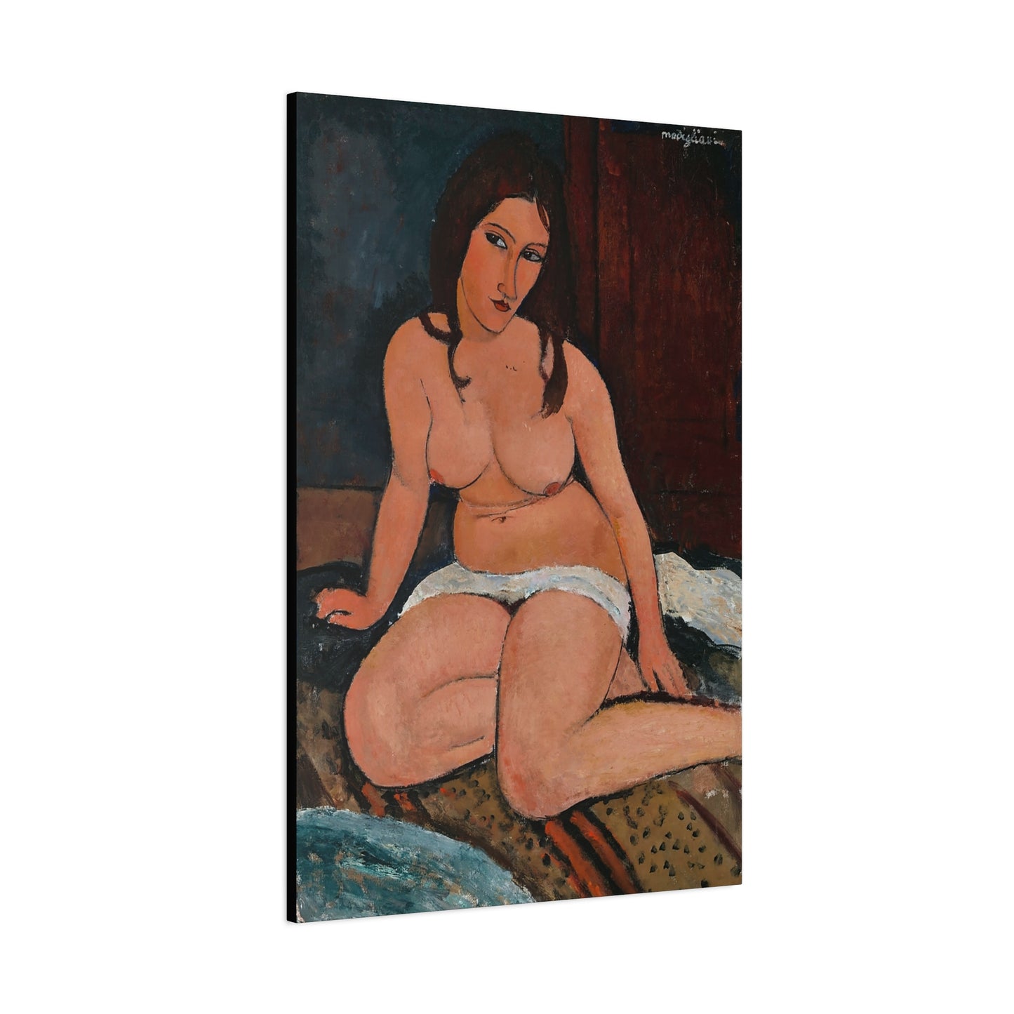 Seated Nude (1917) by Amedeo Modigliani / Reproduction Fine Art sur Toile / Flanc Large Epaisseur 3.2 cm - 1.25 inch