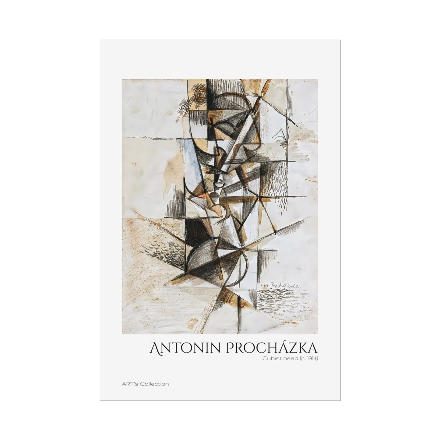 Cubist head (c. 1914) by Antonin Procházka / Affiche imprimée - Série ART's Collection