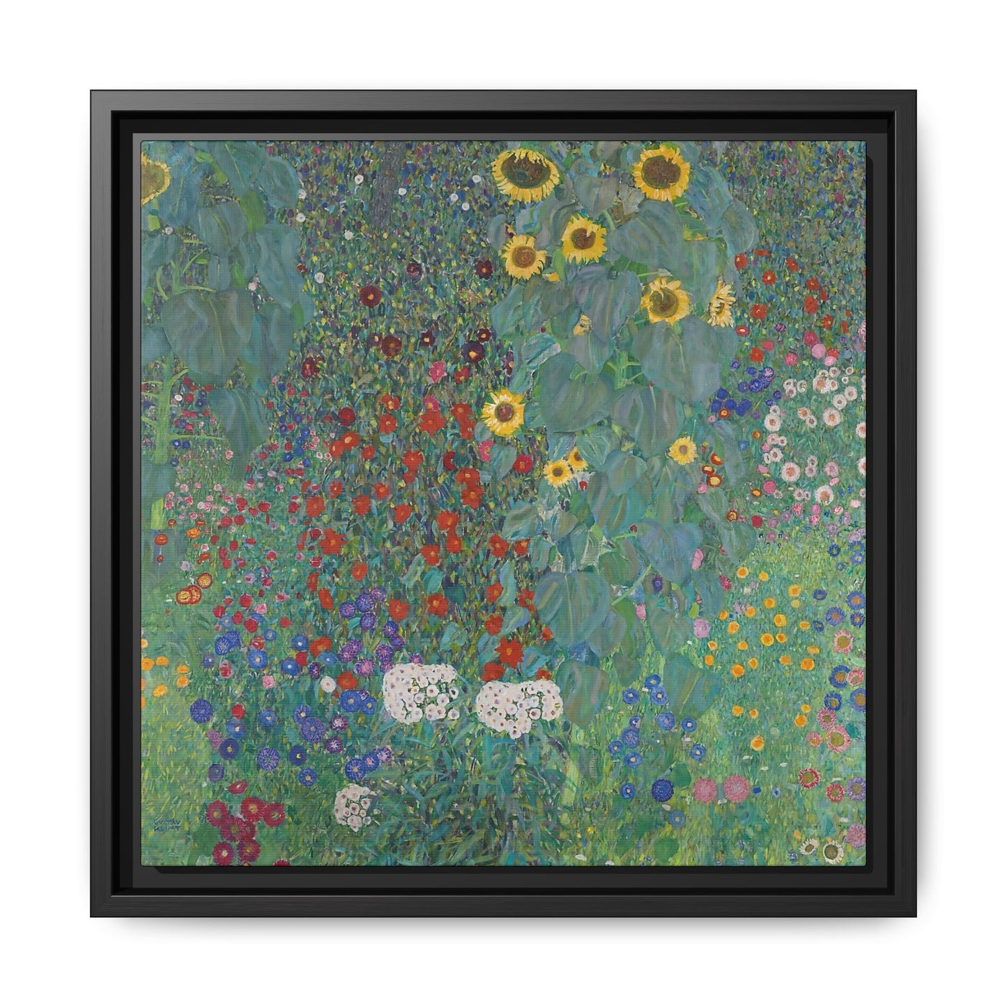 Cottage garden with sunflowers (1907) by Gustav Klimt / Toile encadrée sur caisse américaine