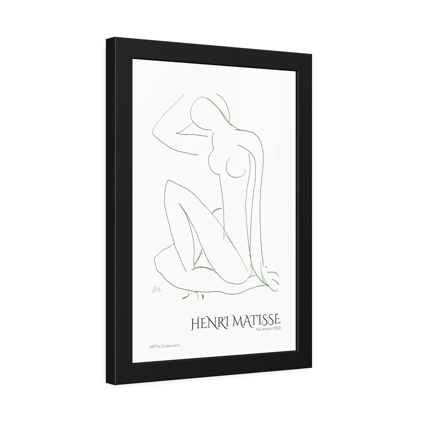 Nu assis (1952) by Henri Matisse version verte / Affiche Encadrée série ART's Collection