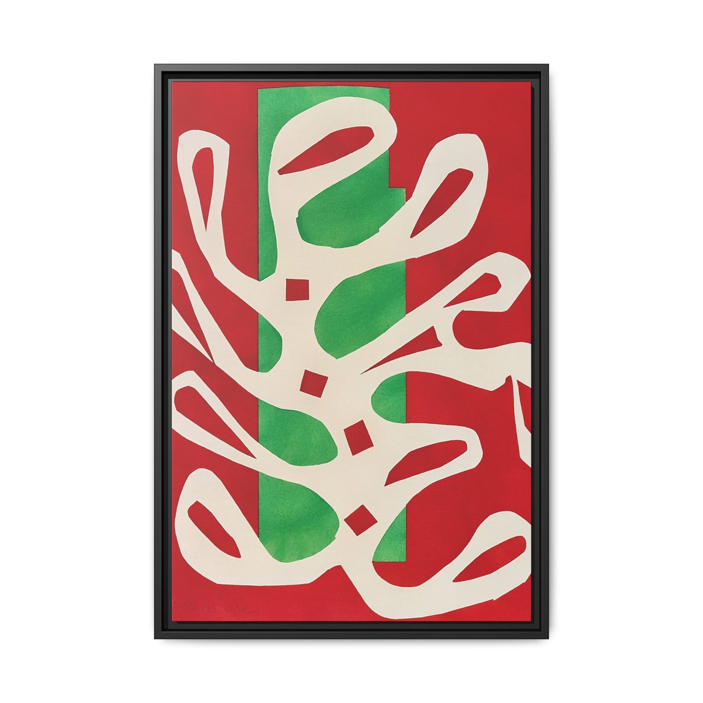 Henri Matisse / Algue blanche sur fond rouge et vert (1947) / Toile encadrée sur caisse américaine