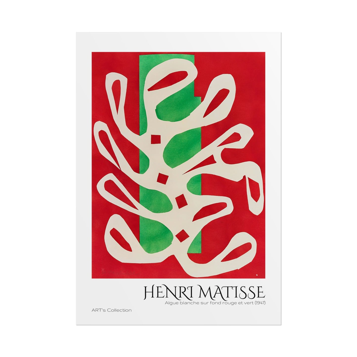 Algue blanche sur fond rouge et vert (1947) by Henri Matisse / Affiche imprimée - Série ART's Collection