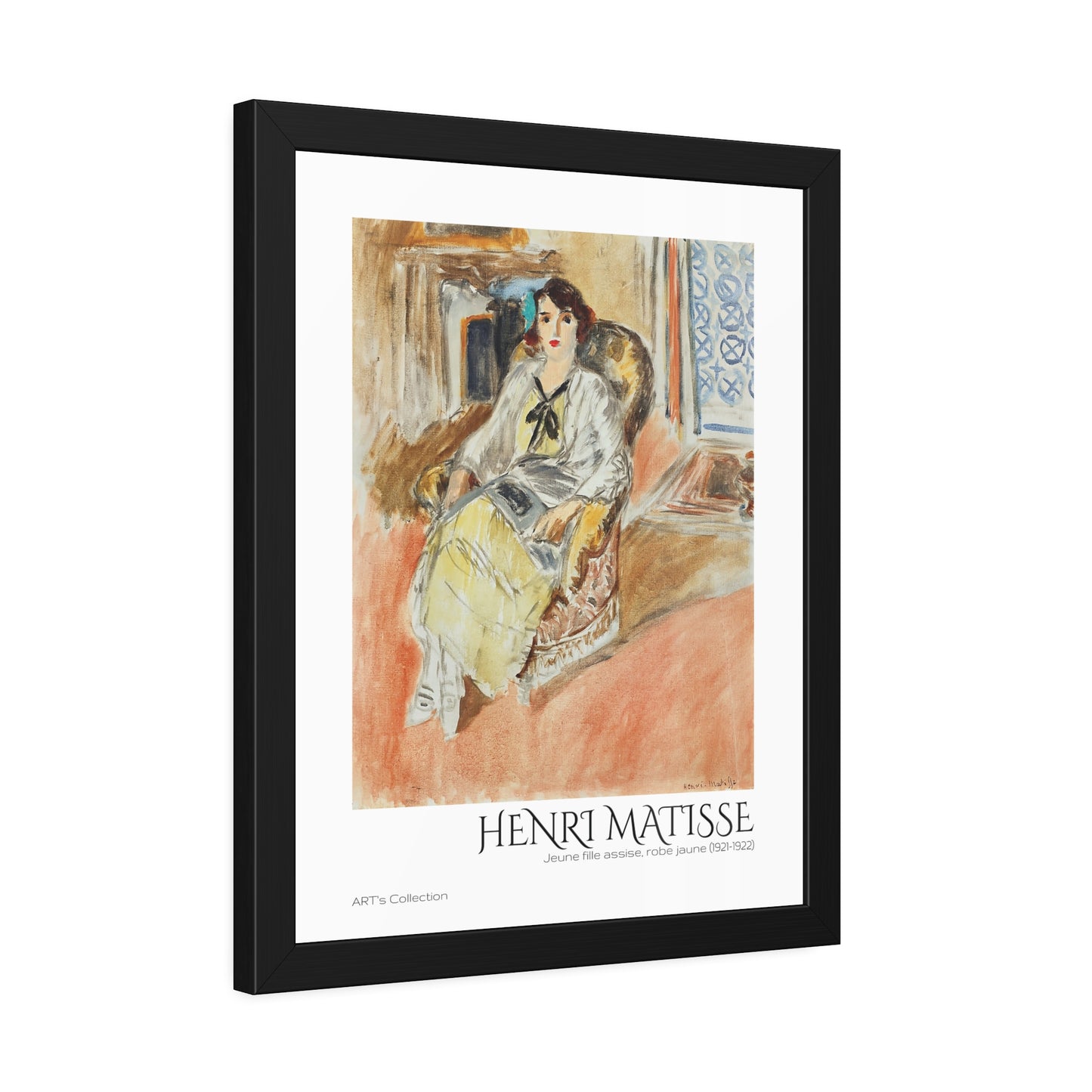 Jeune fille assise, robe jaune (1921-1922) by Henri Matisse / Affiche Encadrée série ART's Collection