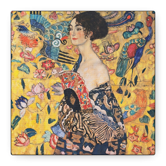 Woman with fan (1917-1918) by Gustav Klimt / Reproduction Fine Art sur Toile / Flanc Large Epaisseur 3.2 cm - 1.25 inch