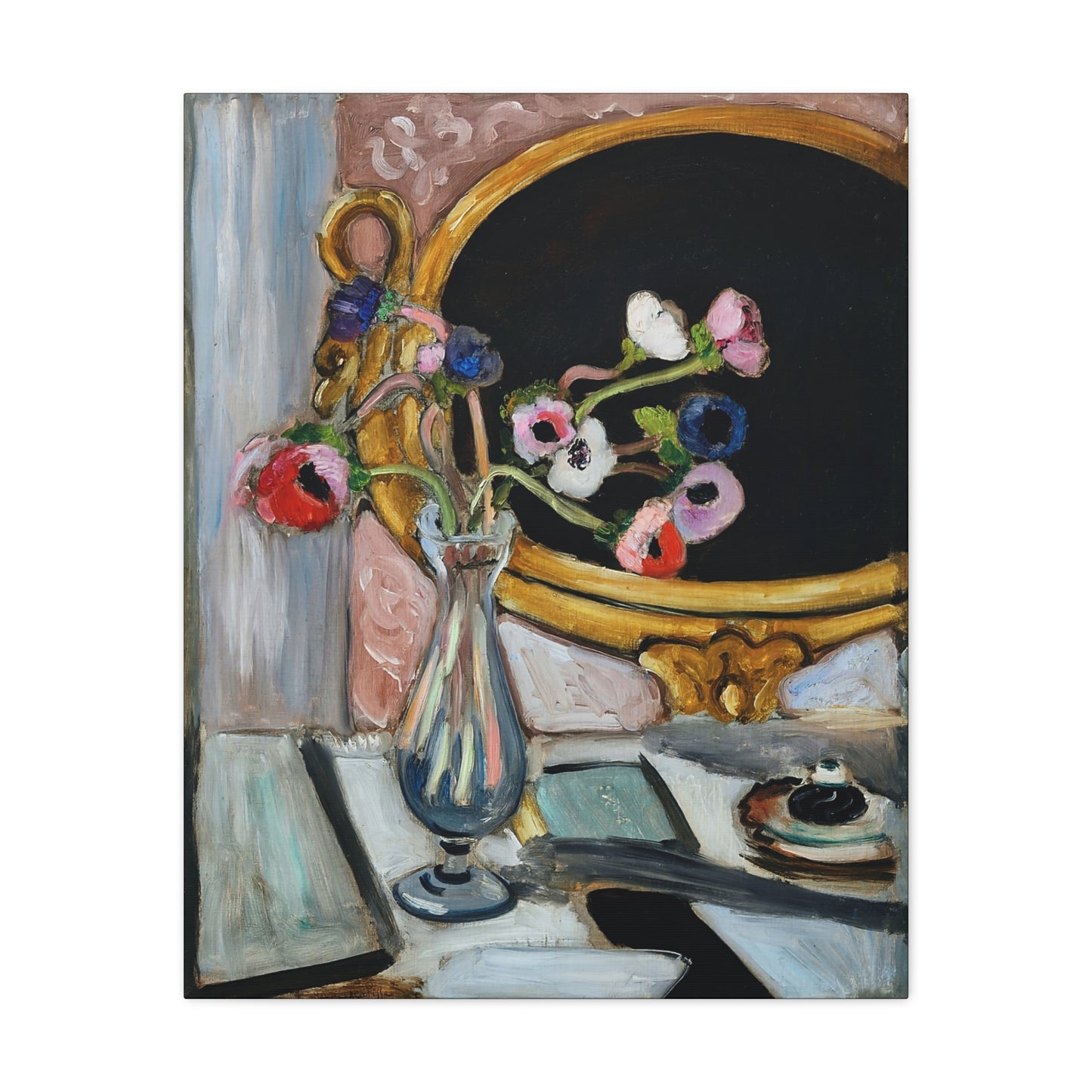 Anémones au miroir noir (1919) by Henri Matisse / Reproduction Fine Art sur Toile / Epaisseur 3.2 cm - 1.25 inch