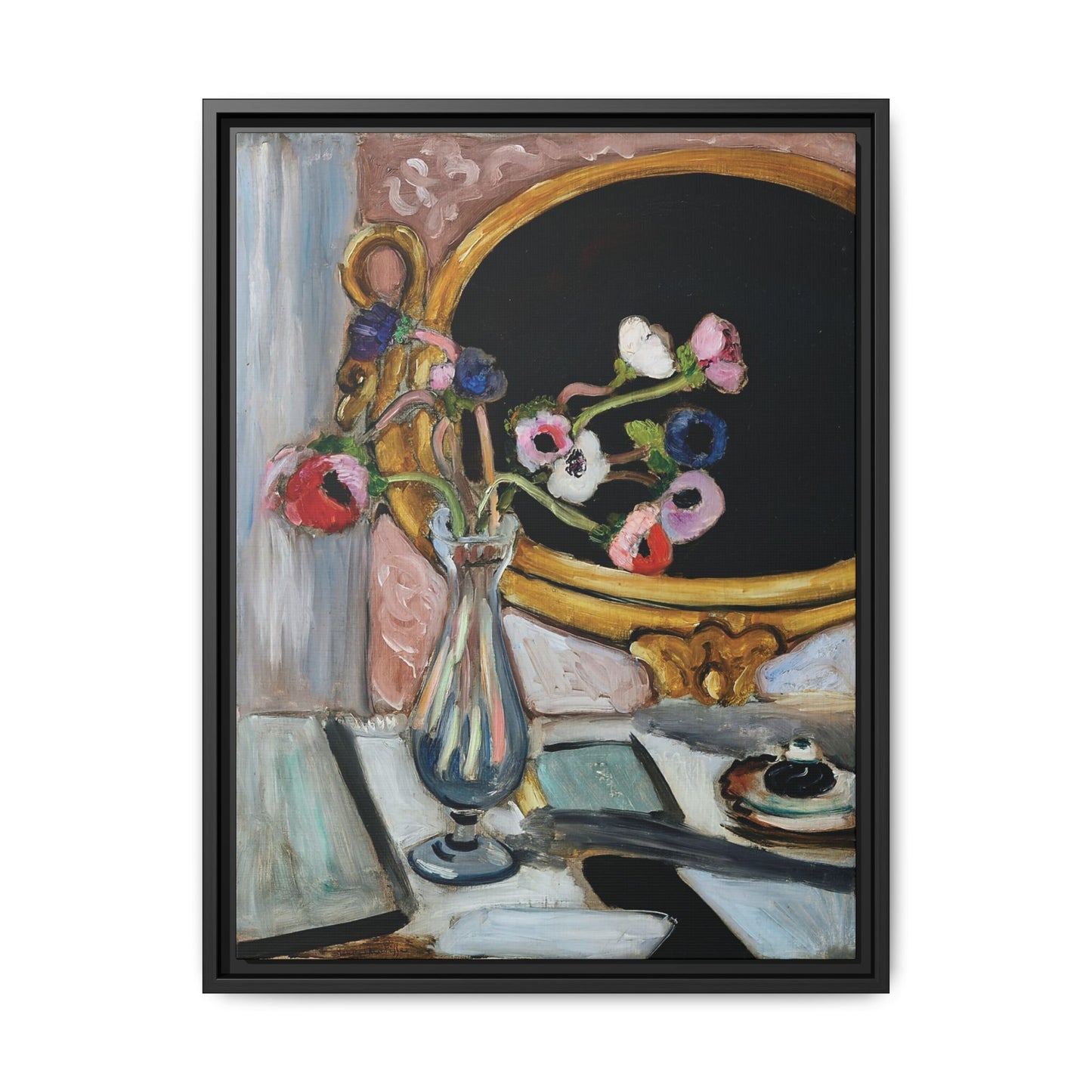 Anémones au miroir noir (1919) by Henri Matisse / Toile encadrée sur caisse américaine