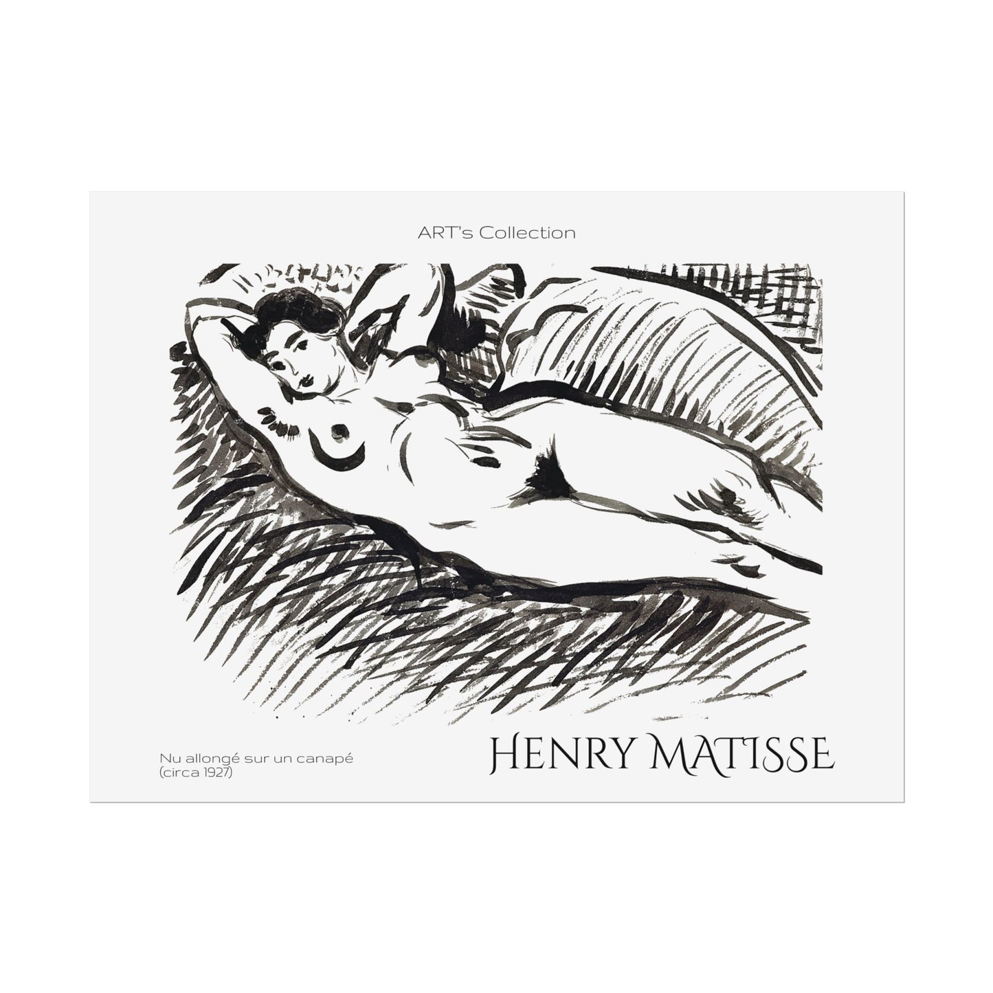 Nu allongé sur un canapé (circa 1927) by Henry Matisse / Affiche imprimée - Série ART's Collection