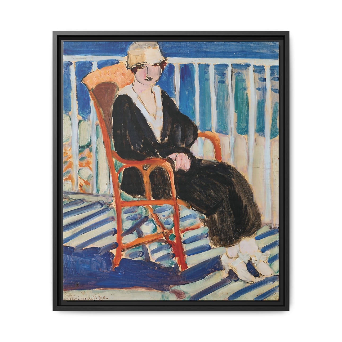Jeune fille au balcon sur la mer (1918) by Henri Matisse / Toile encadrée sur caisse américaine