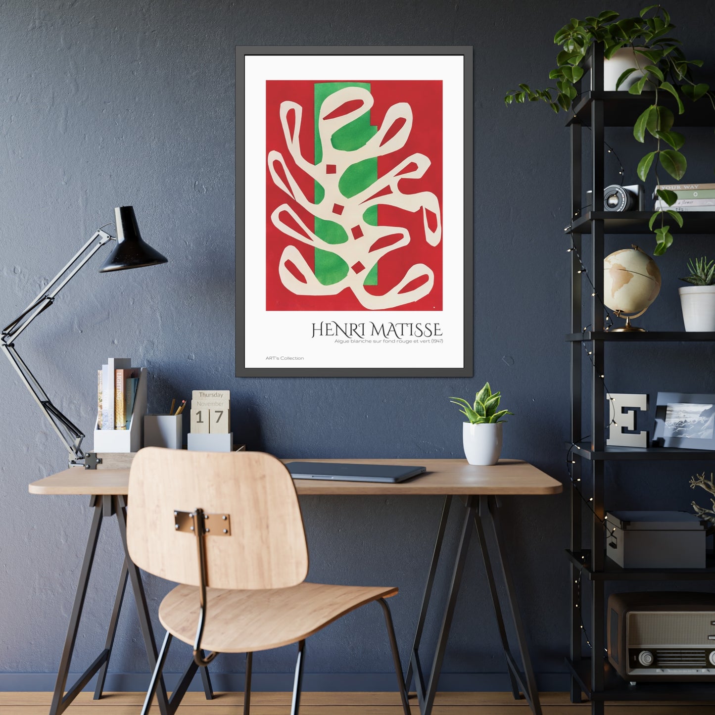 Algue blanche sur fond rouge et vert (1947) by Henri Matisse / Affiche Encadrée série ART's Collection