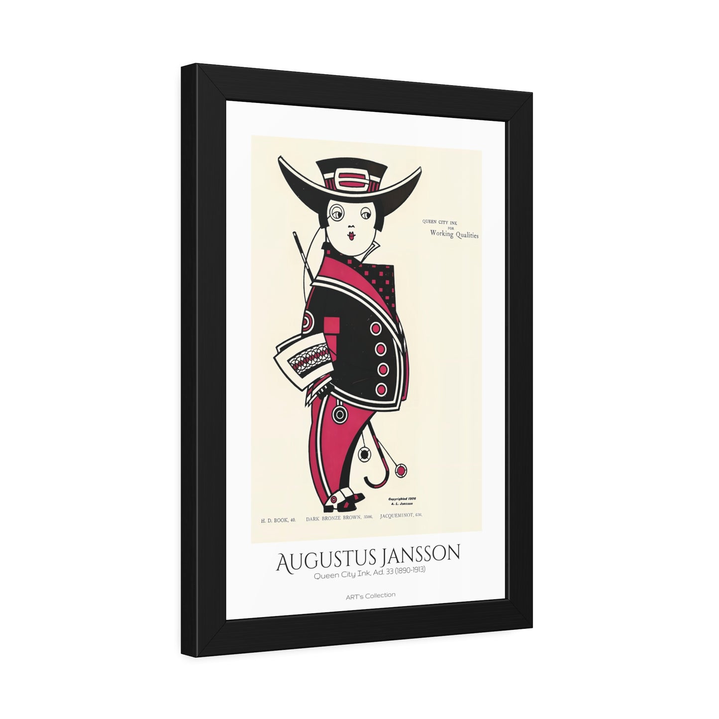 Queen City Ink, Ad. 33 (1890-1913) by Augustus Jansson / Affiche Encadrée série ART's Collection
