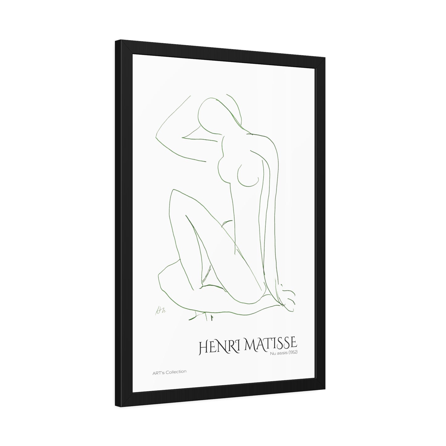 Nu assis (1952) by Henri Matisse version verte / Affiche Encadrée série ART's Collection
