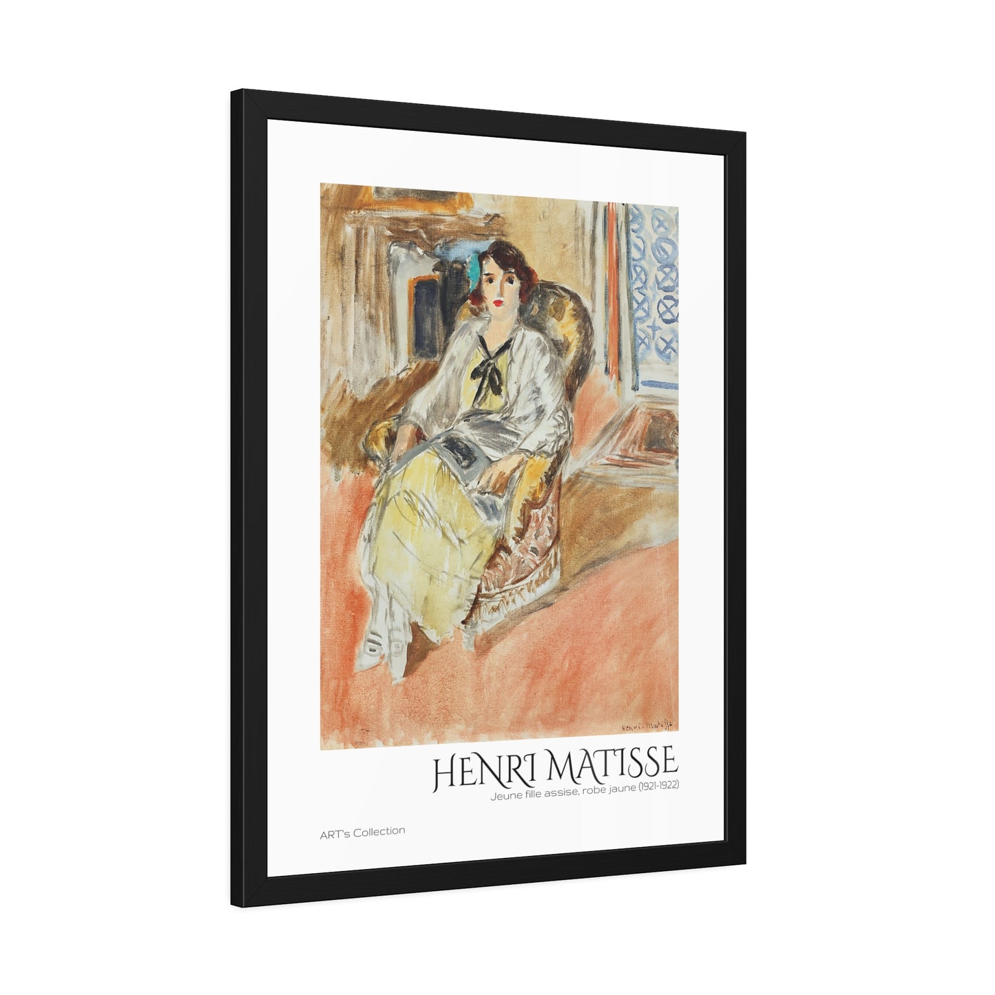 Jeune fille assise, robe jaune (1921-1922) by Henri Matisse / Affiche Encadrée série ART's Collection