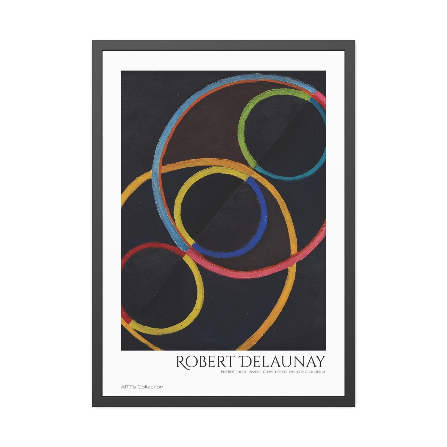 Relief noir avec des cercles de couleur by Robert Delaunay / Affiche Encadrée série ART's Collection