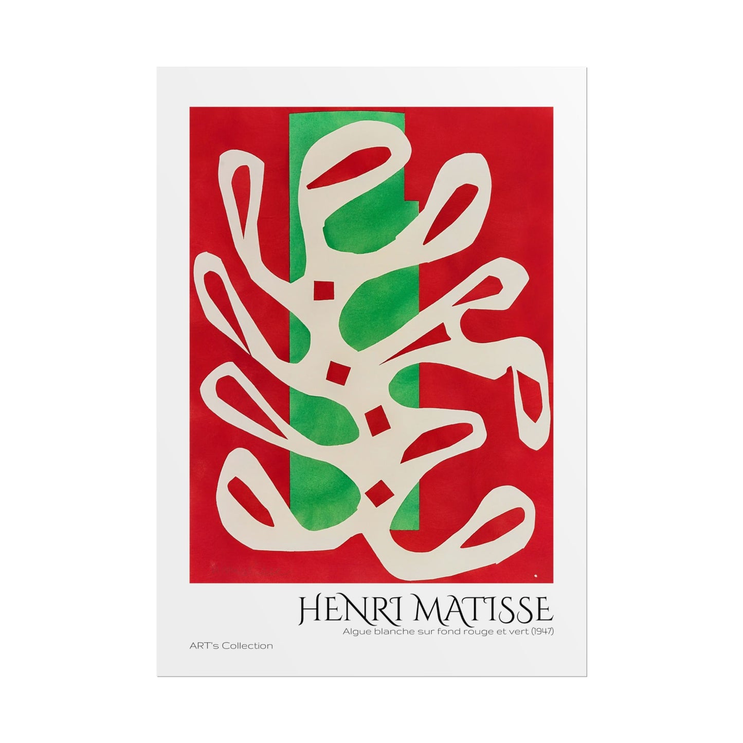 Algue blanche sur fond rouge et vert (1947) by Henri Matisse / Affiche imprimée - Série ART's Collection