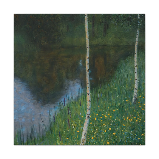Lakeshore With Birches by Gustav Klimt / Reproduction Fine Art sur Toile / Flanc Large Epaisseur 3.2 cm - 1.25 inch