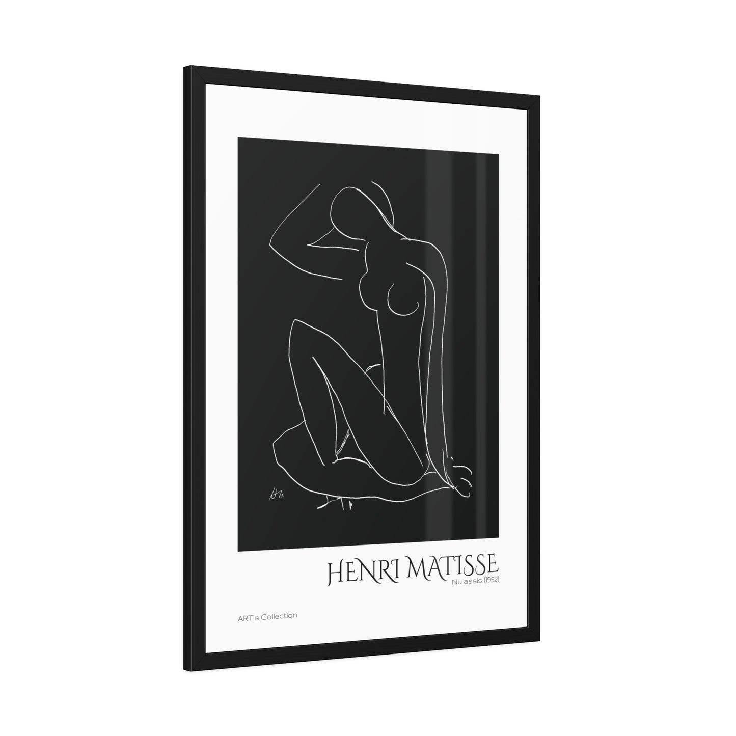 Nu assis (1952) by Henri Matisse version noire et blanche/ Affiche Encadrée série ART's Collection