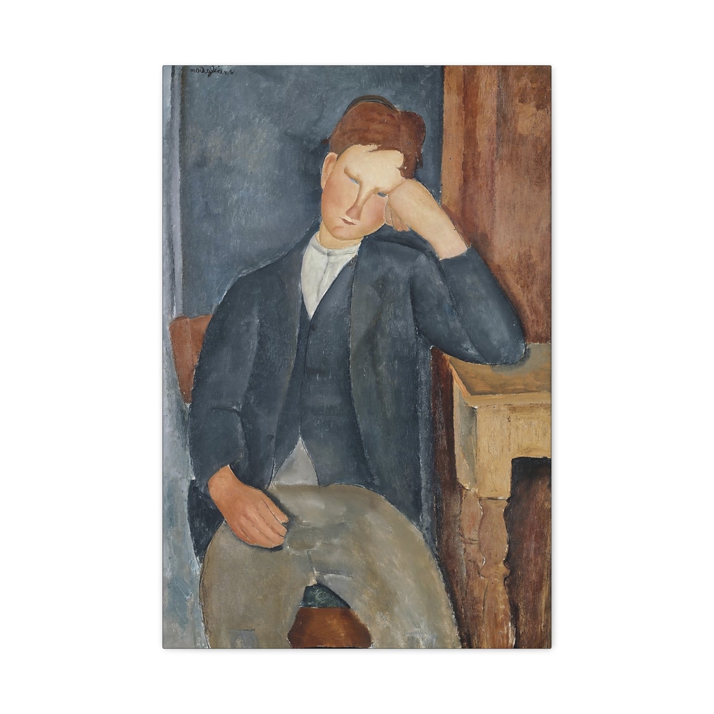 The Young Apprentice (1918-1919) by Amedeo Modigliani / Reproduction Fine Art sur Toile / Flanc Large Epaisseur 3.2 cm - 1.25 inch