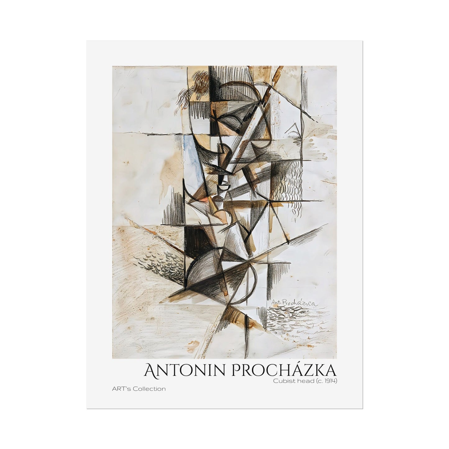 Cubist head (c. 1914) by Antonin Procházka / Affiche imprimée - Série ART's Collection