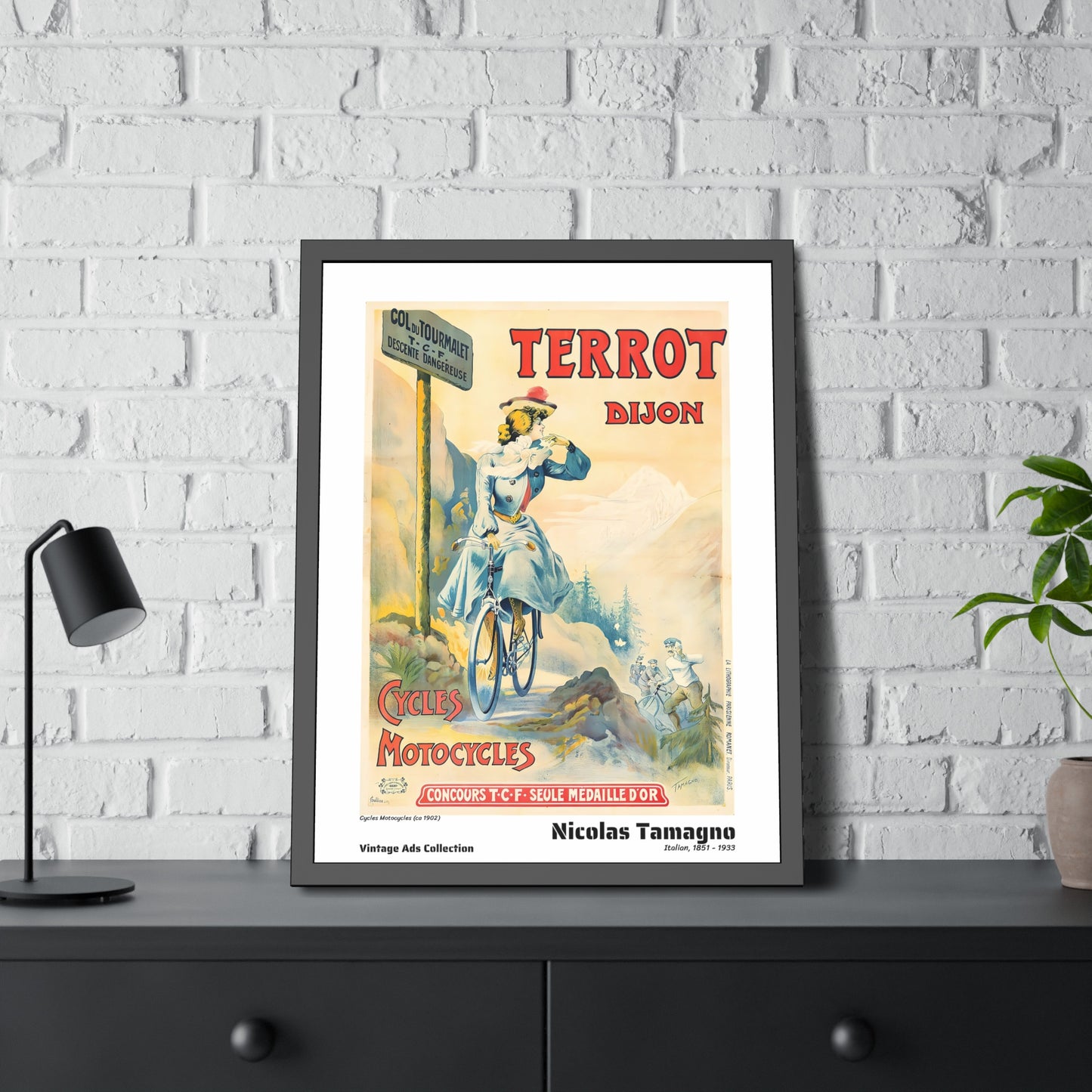 Cycles Motocycles (ca 1902) by Nicolas Tamagno / Affiche Encadrée Série Vintage Ads Collection