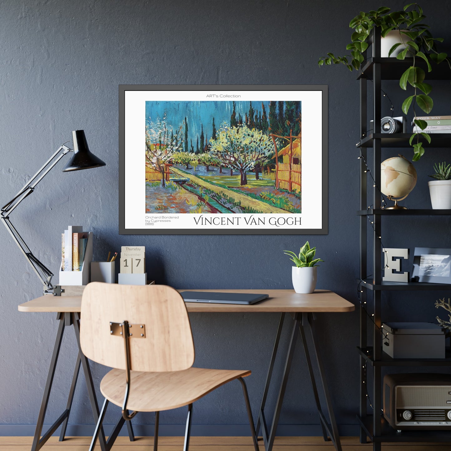 Orchard Bordered by Cypresses (1888) by Vincent Van Gogh / Affiche Encadrée série ART's Collection