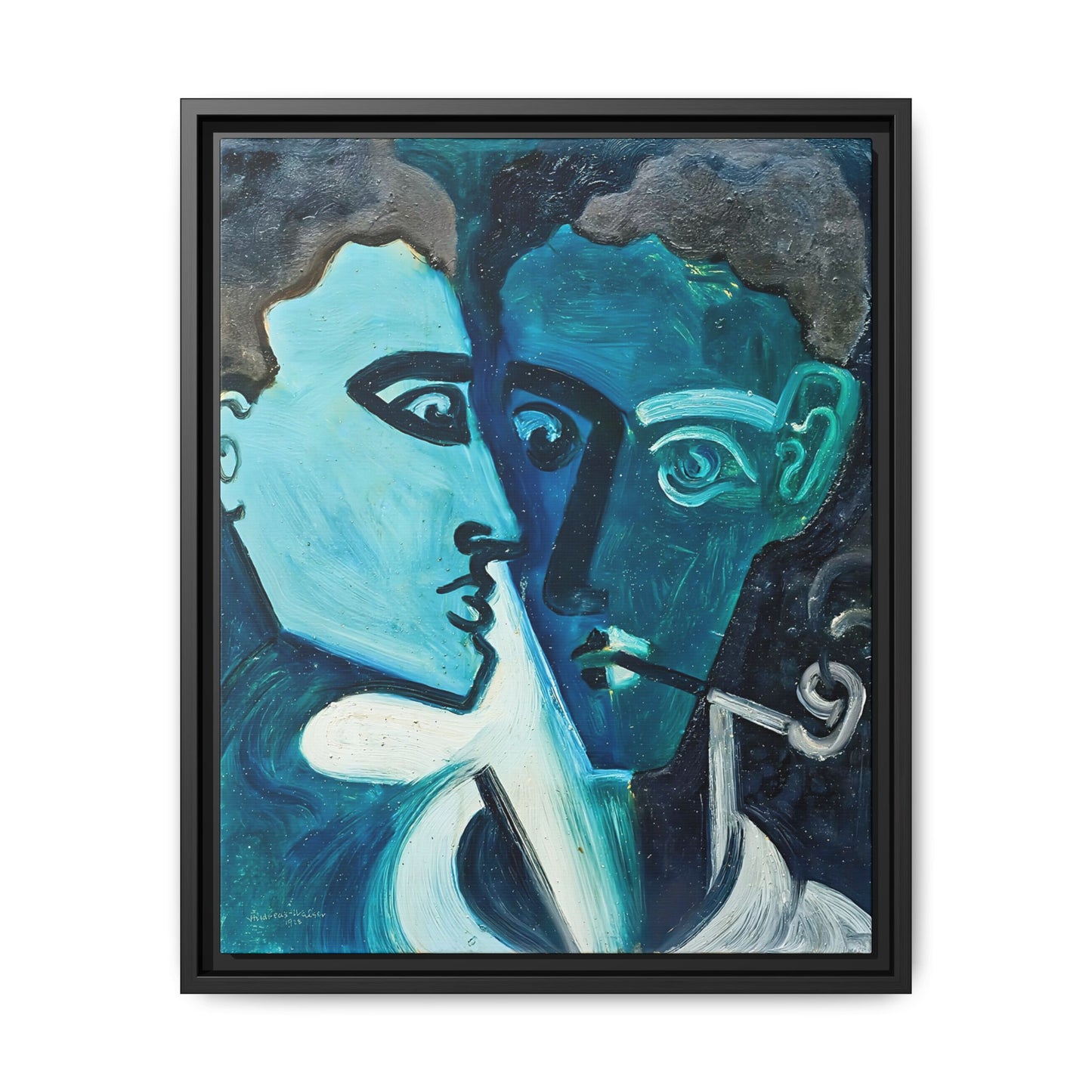 Doppelportrait (1928) by Andreas Walser / Toile encadrée sur caisse américaine