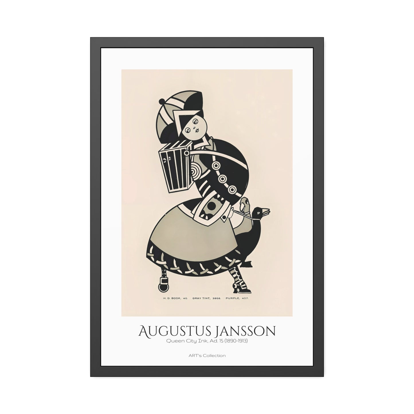 Queen City Ink, Ad. 15 (1890-1913) by Augustus Jansson / Affiche Encadrée série ART's Collection