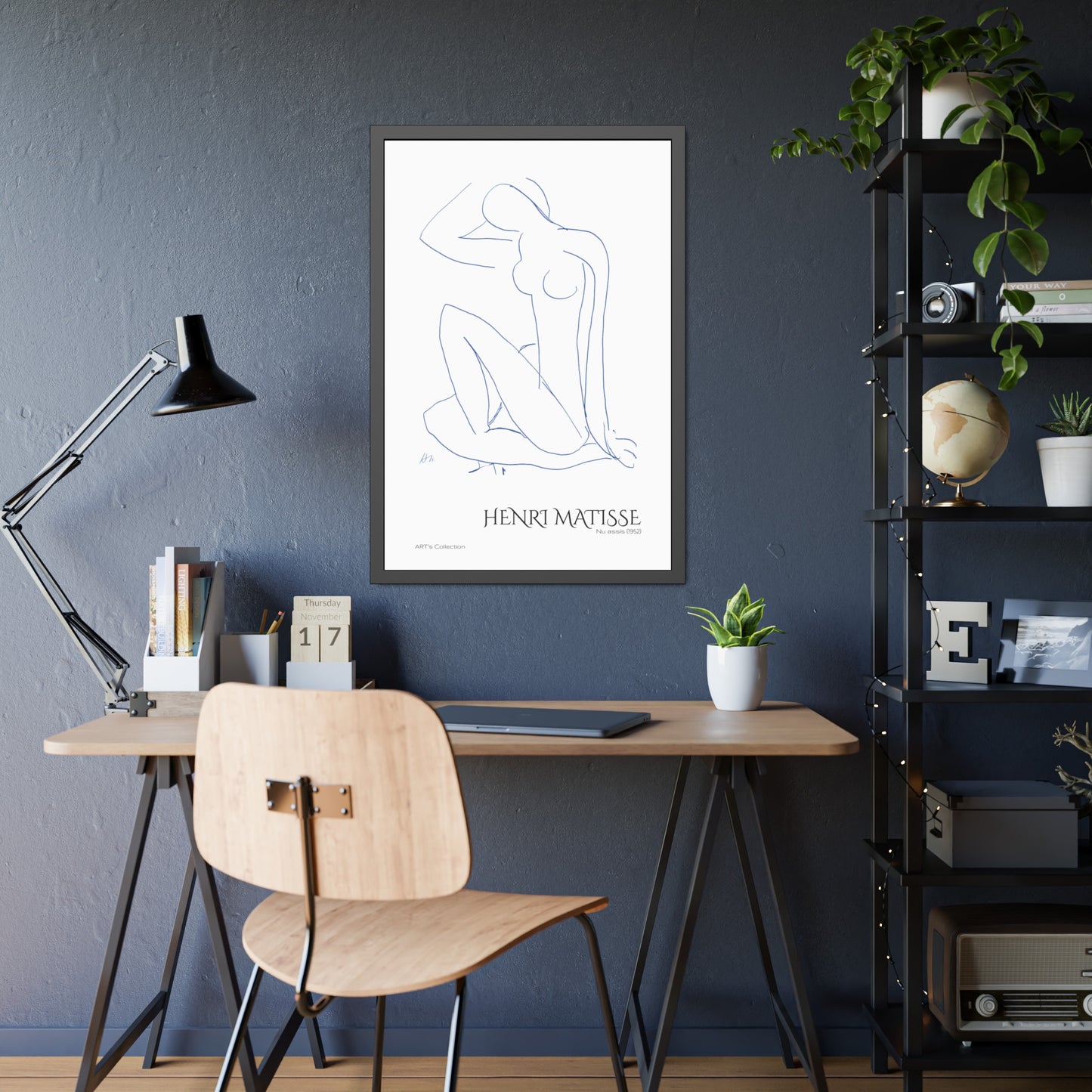 Nu assis (1952) by Henri Matisse version bleue / Affiche Encadrée série ART's Collection