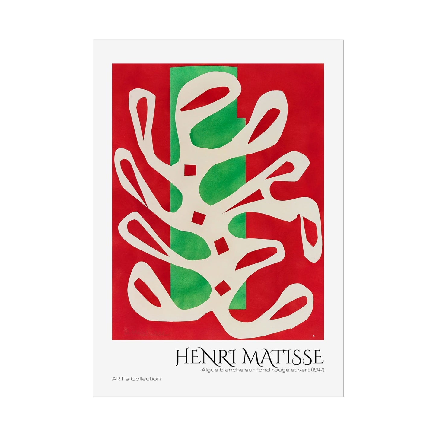 Algue blanche sur fond rouge et vert (1947) by Henri Matisse / Affiche imprimée - Série ART's Collection