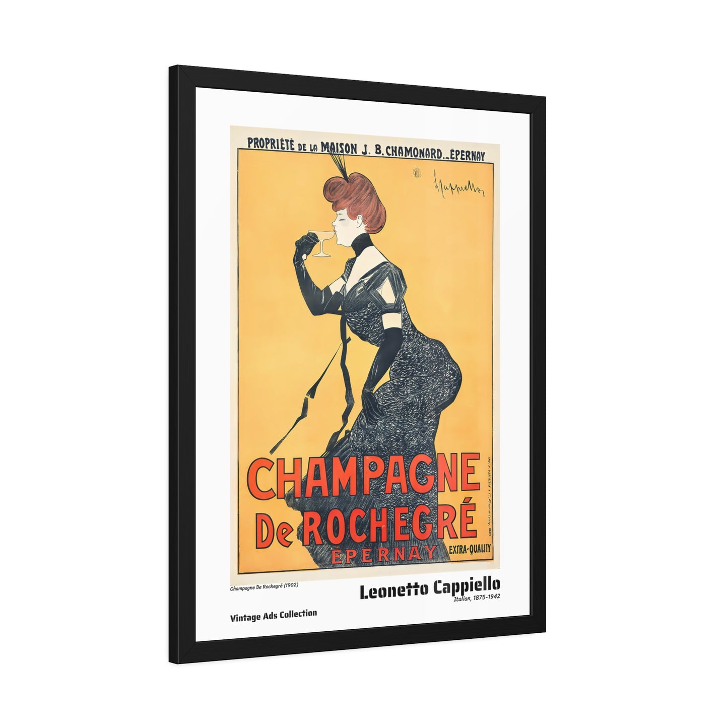 Champagne De Rochegré (1902) by Leonetto Cappiello / Affiche Encadrée Série Vintage Ads Collection