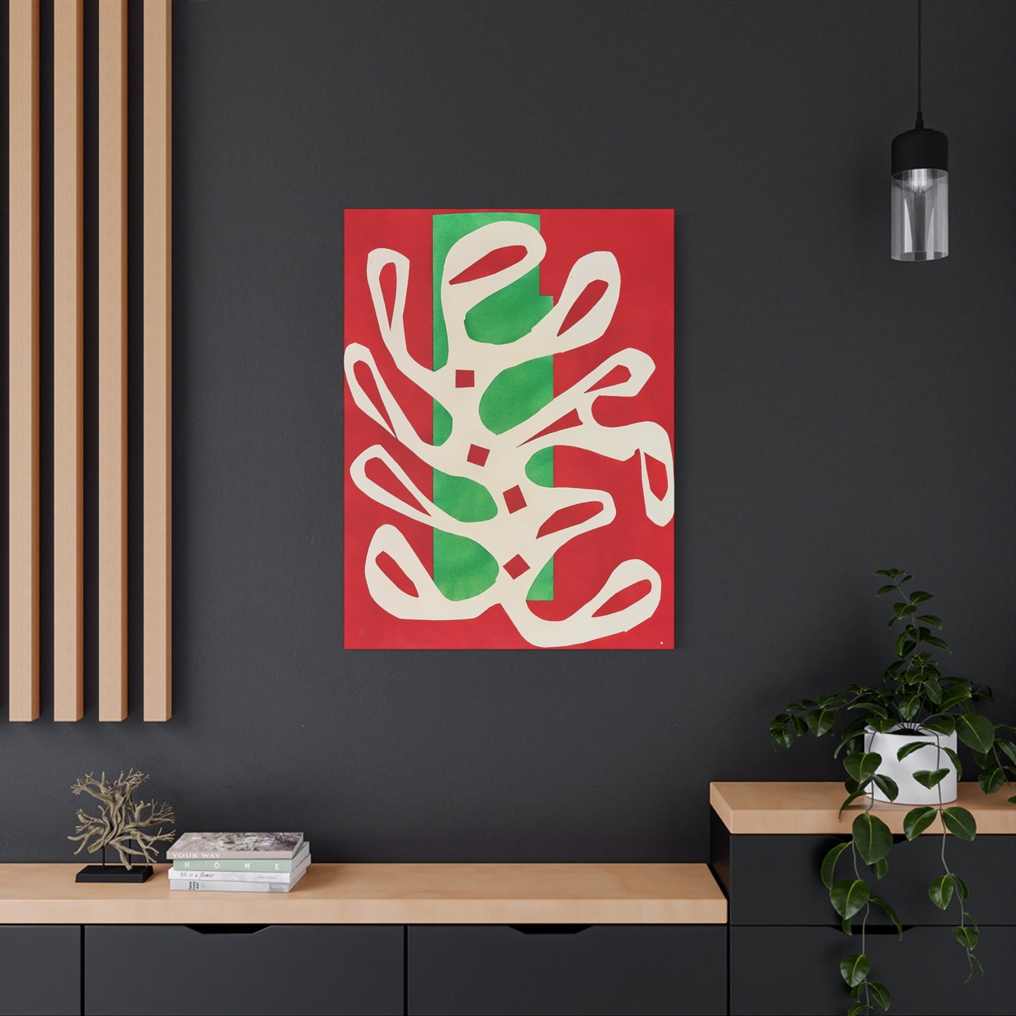 Henri Matisse / Algue blanche sur fond rouge et vert (1947) / Reproduction Fine Art sur Toile / Epaisseur 3.2 cm - 1.25 inch