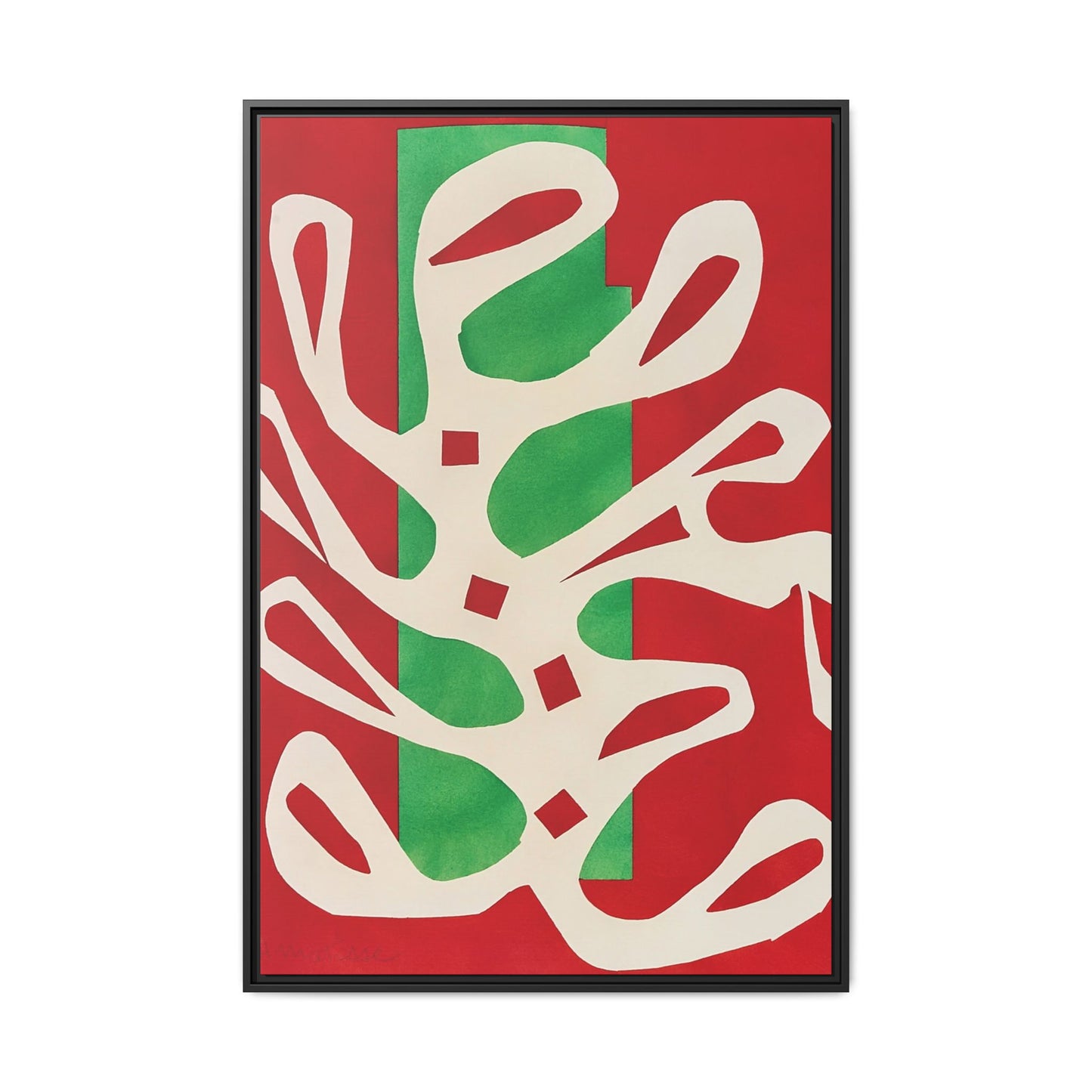Henri Matisse / Algue blanche sur fond rouge et vert (1947) / Toile encadrée sur caisse américaine
