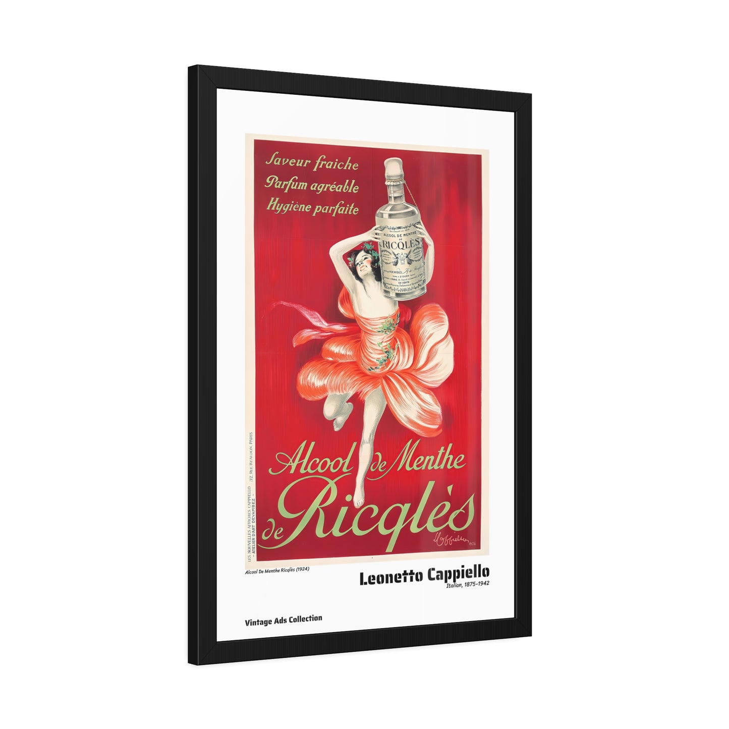 Alcool De Menthe Ricqlès (1924) by Leonetto Cappiello / Affiche Encadrée Série Vintage Ads Collection